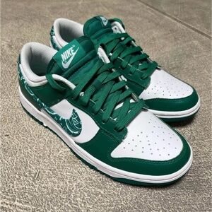 Nike Emerald and White Low-Top Sneakers